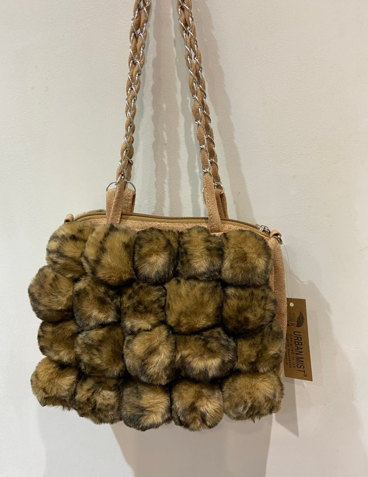 Faux Fur Pom Pom Detail Autumnal Bag (3 Colours)