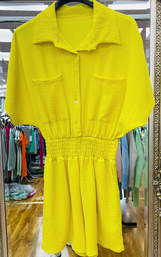 Lemon Cheesecloth Playsuit Jumpsuit