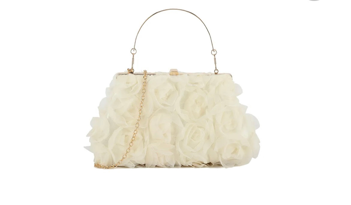 Rose Floral Detail Occasion Clutch Bag