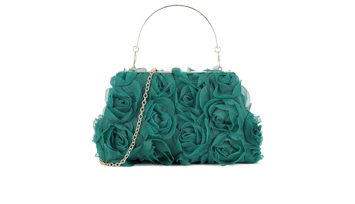 Rose Floral Detail Occasion Clutch Bag