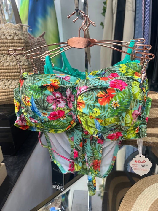 Floral Multi-Coloured Halter-neck Bikini Set