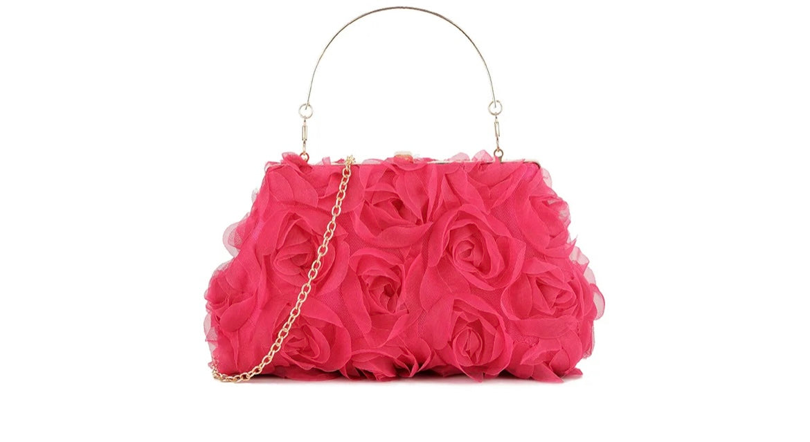 Rose Floral Detail Occasion Clutch Bag