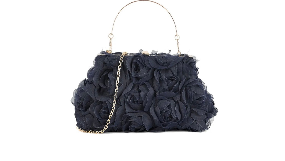 Rose Floral Detail Occasion Clutch Bag