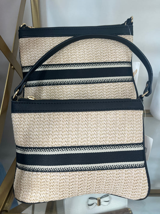 Striped Woven Bag (Beige & Black)