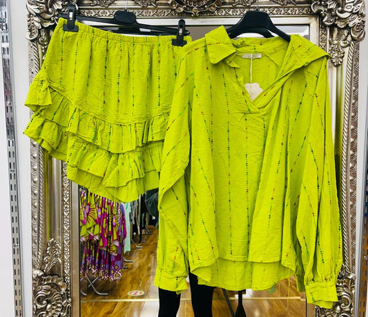 Lime Green Shirt & Shorts Co-Ord