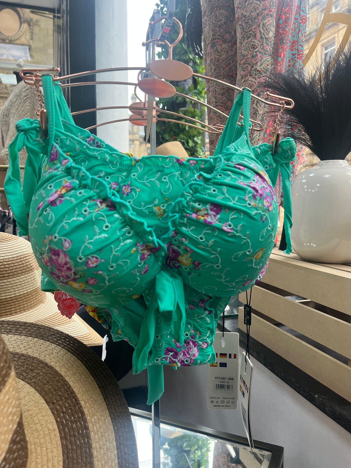 Turquoise Floral Detail Bikini Set