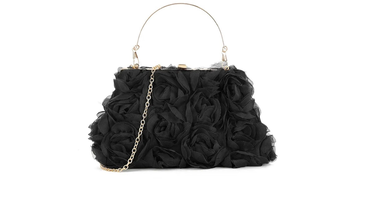 Rose Floral Detail Occasion Clutch Bag