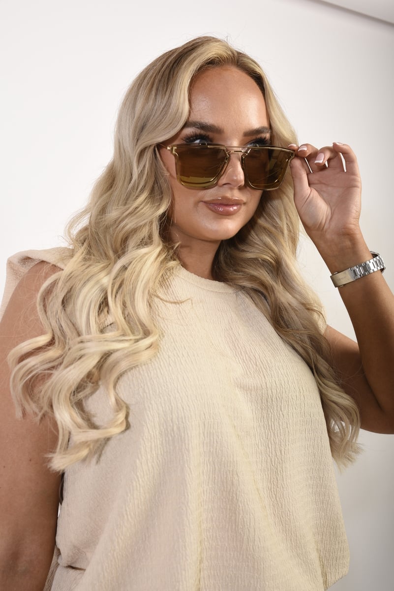 Oversized Aviator Tinted Sunglasses