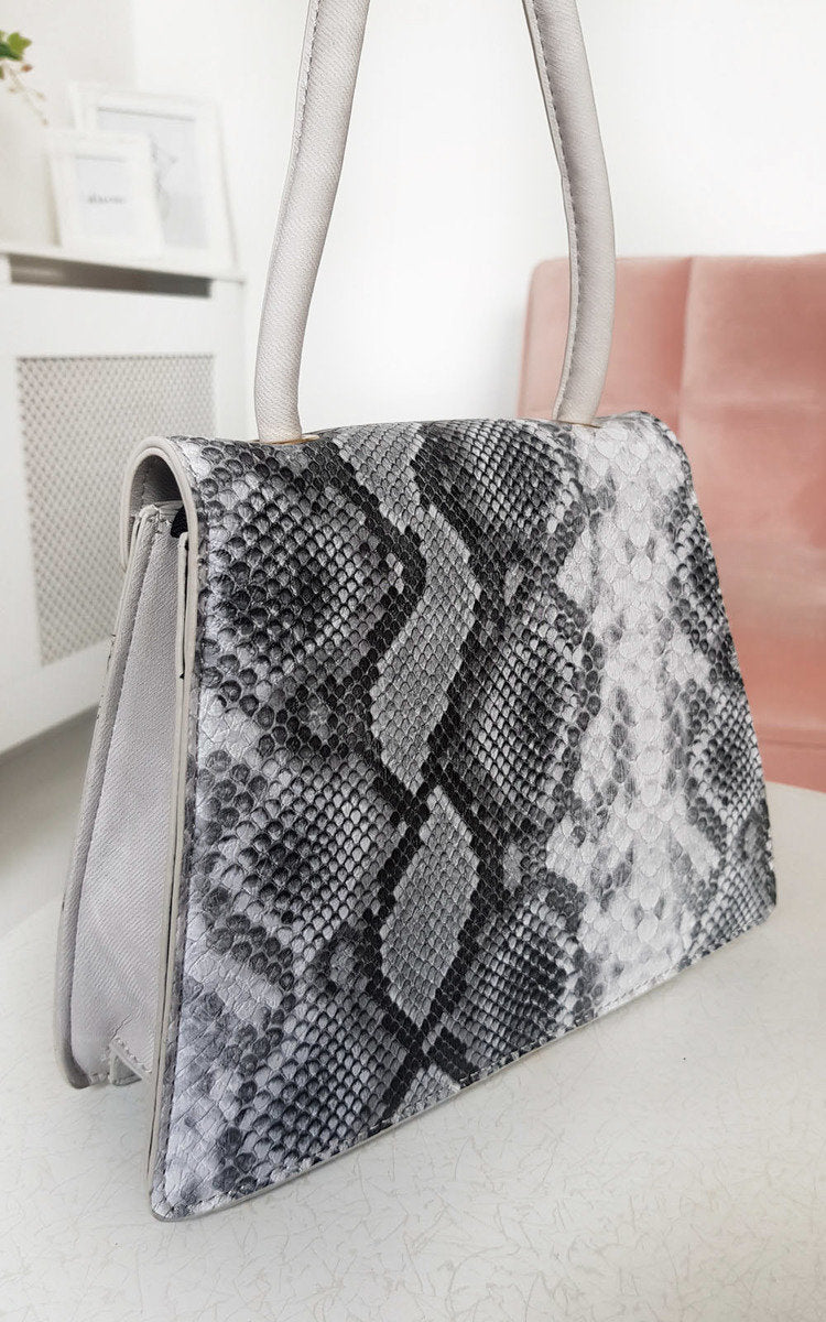 Croc Print Shoulder Handbag