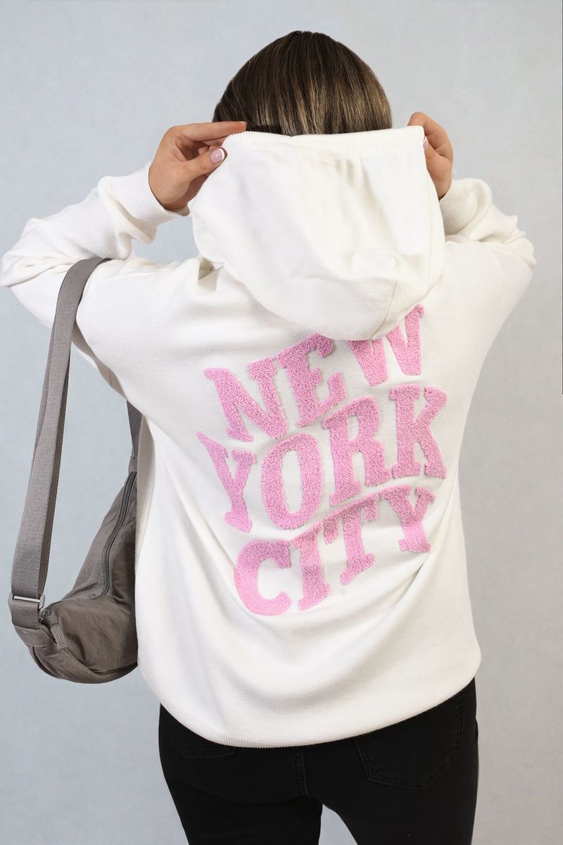 New York City Print Knitted Hoodie