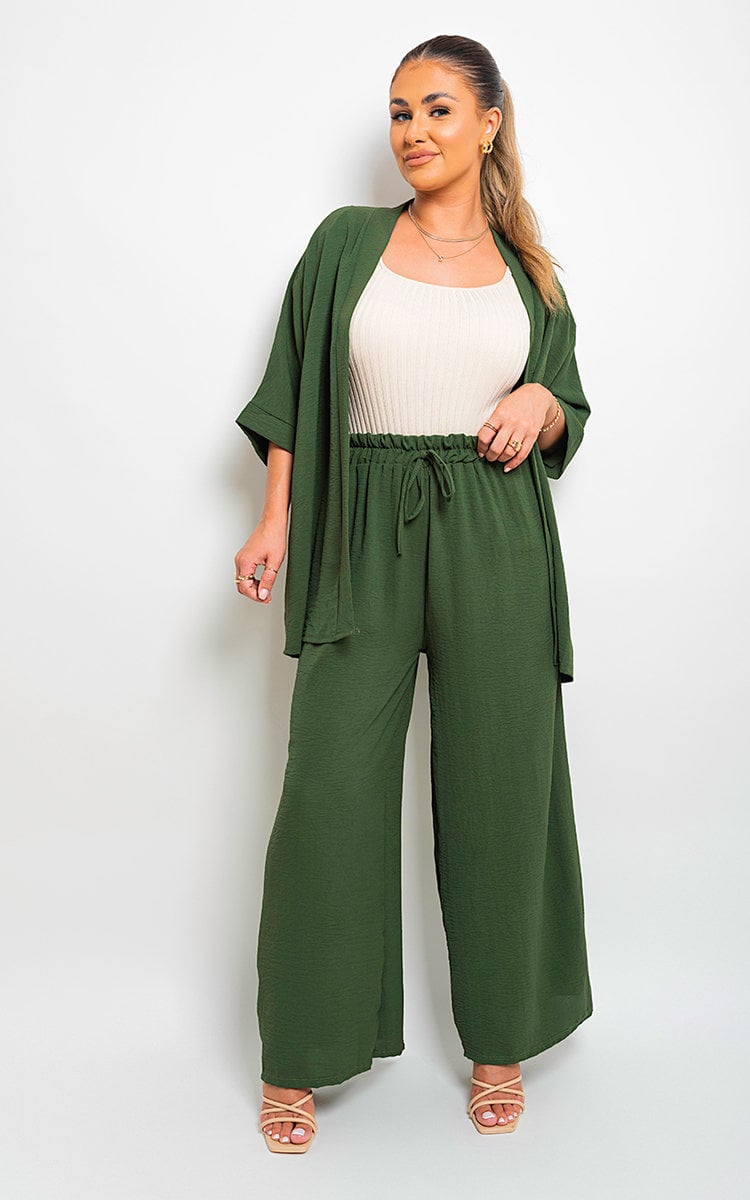 Drawstring Gathered Waist Wide Leg Trouser