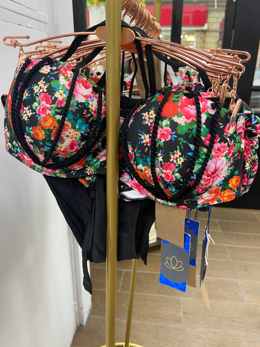 Floral Braided Cup Bikini Set (2 Colours)