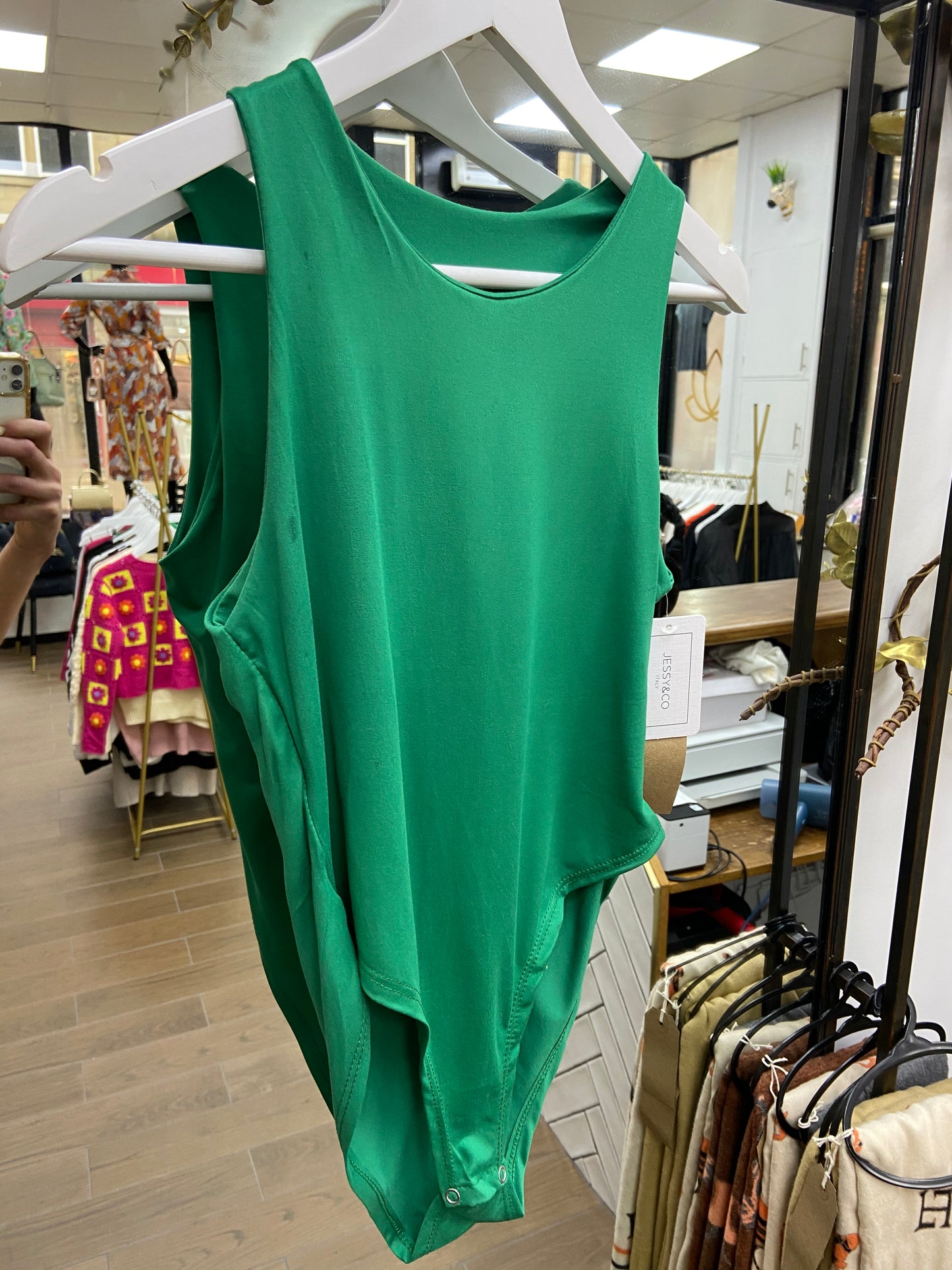 Deep Green Sleeveless Bodysuit